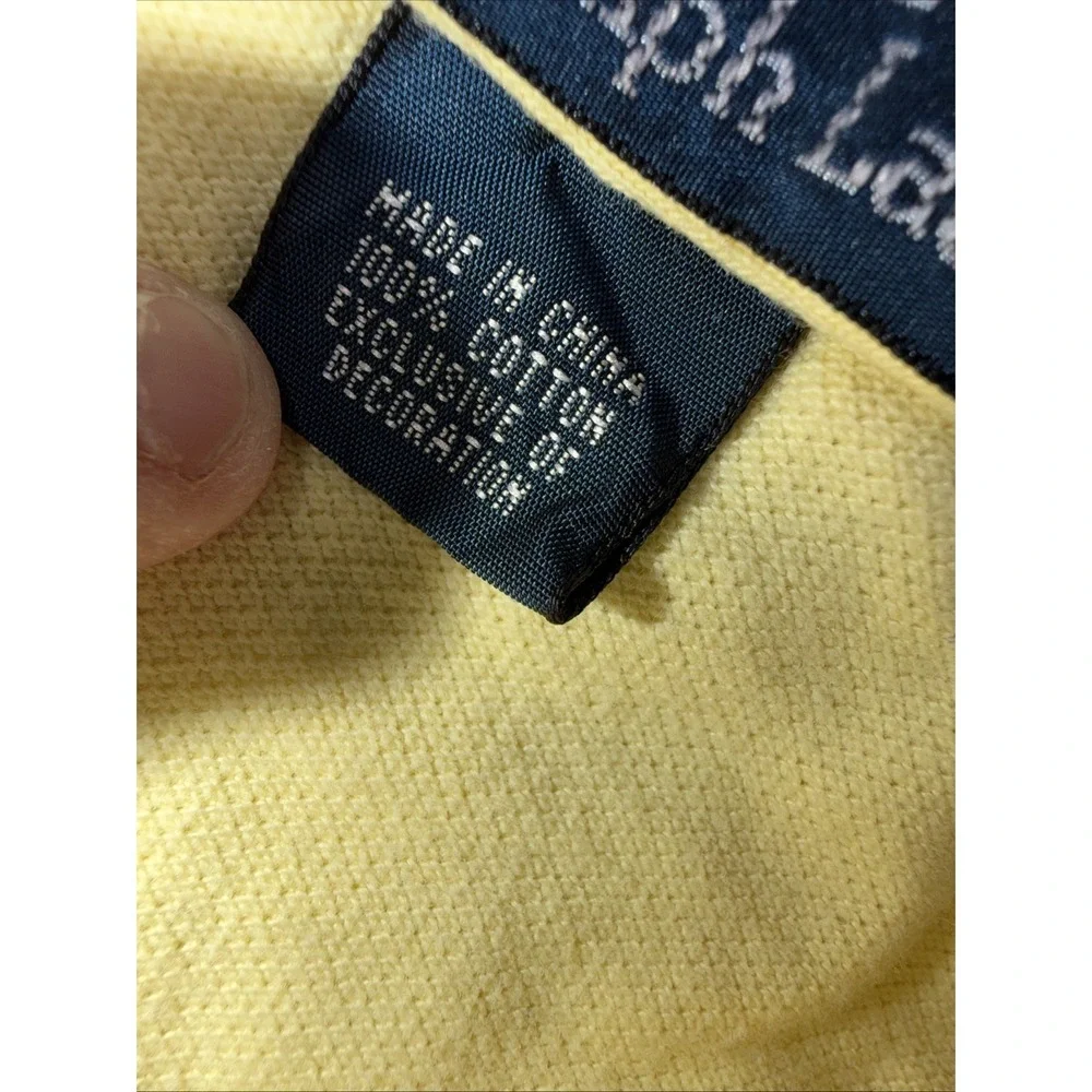 Ralph Lauren Polo Shirt Mens Small Yellow, Navy Blue Pony Casual Short Sleeve